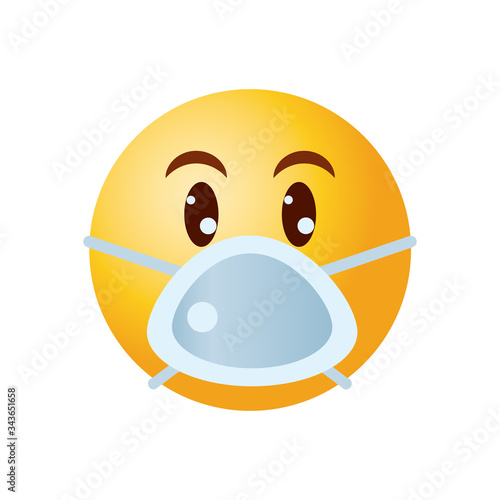 Emoji coronavirus concept, emoji wearing mouth mask icon, gradient style