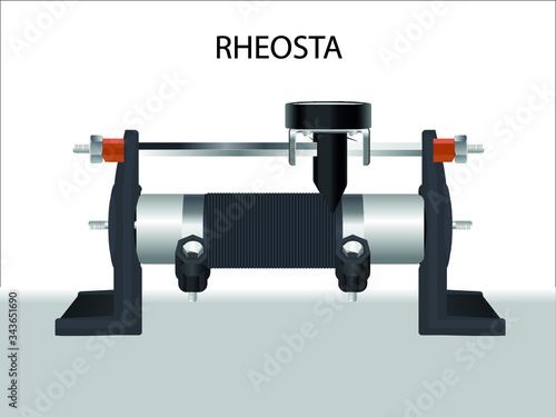 rheosta adjustment used to change the current density in the electrical circuit. electronic circuit.  reosta, rheostat for physics lesson photo