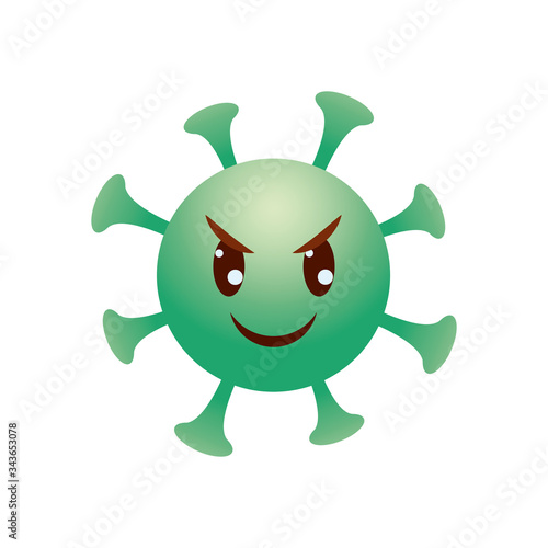 Emoji coronavirus concept, angry coronavirus emoji icon, gradient style