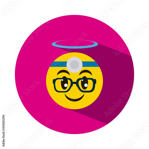 Emojis coronavirus concept, doctor emoji wearing glasses, block style