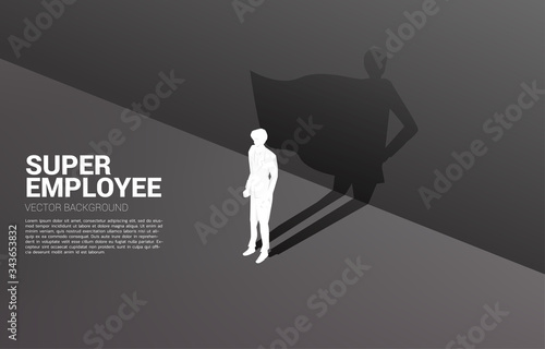 Silhouette of businessman and his shadow of superhero.concept of empower potential and human resource management