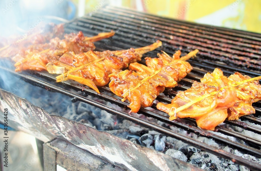 chickens grilled of stress food in Thailand