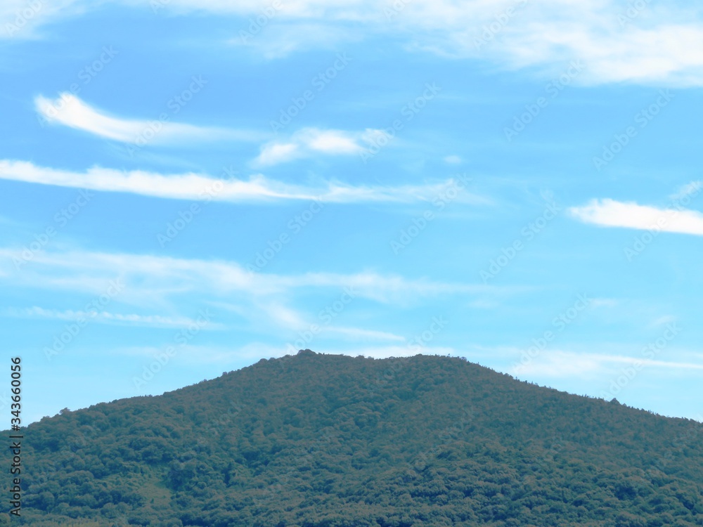 Fototapeta premium 日本の田舎の風景 8月 山と空