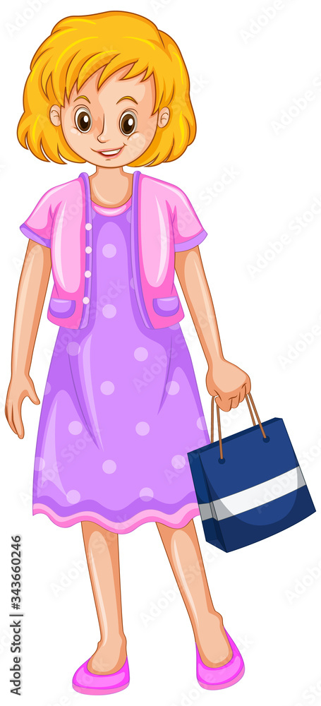 Woman holding shopping bag on white background Woman holding shopping bag on white background
