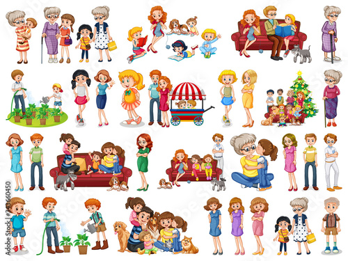 Group of family member characters
