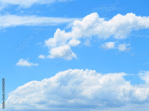 日本の田舎の風景 8月 夏の青空と雲