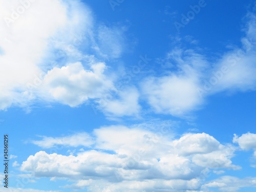 日本の田舎の風景 8月 夏の青空と雲