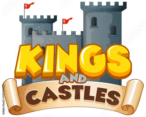 Font design for word kings and castles on white background