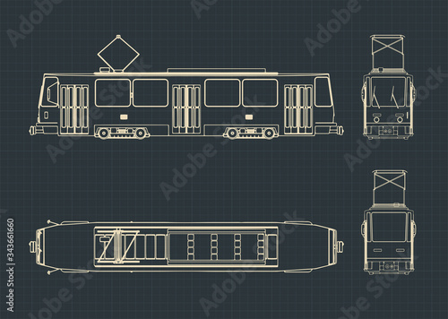 Tram drawings illustration