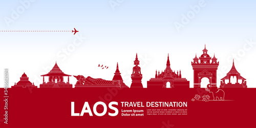 Laos travel destination grand vector illustration. 