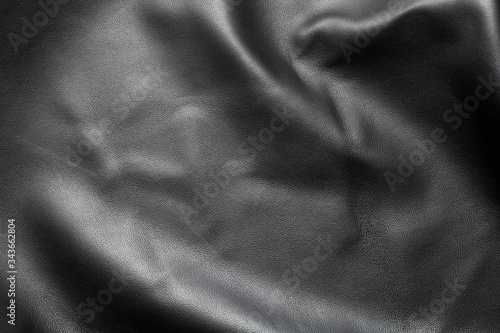 Crumpled black leather texture background