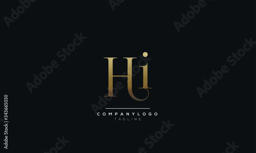 HI Letter Logo Design Icon Vector Symbol