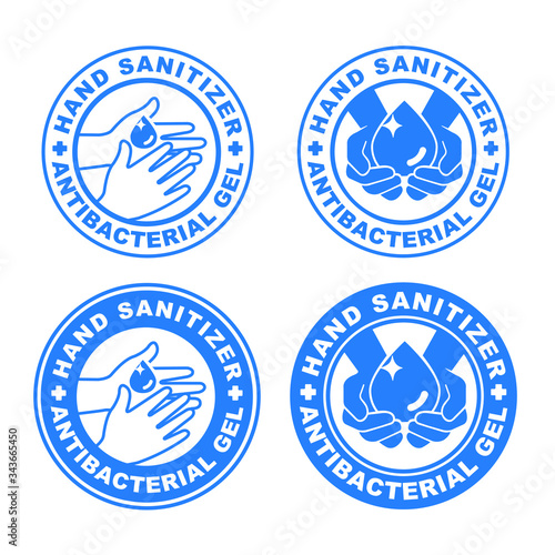 Hand Sanitizer And Antibacterial Stamp Symbol vector Illustration.