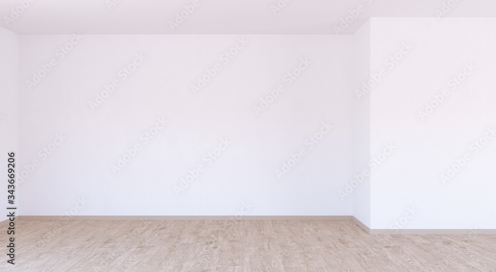 empty white room with white wall and parquet, 3d render empty white room with white wall and parquet, 3d render