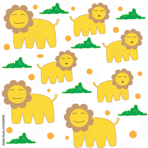 childish patterns with cute lions, for fabrics, wrappers, textiles. vector