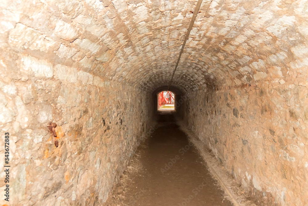 Stone tunnel inside of a mine