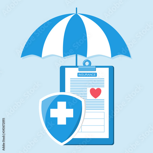 Health insurance concept.Healthcare, finance and medical service. Vector illustration about health insurance.