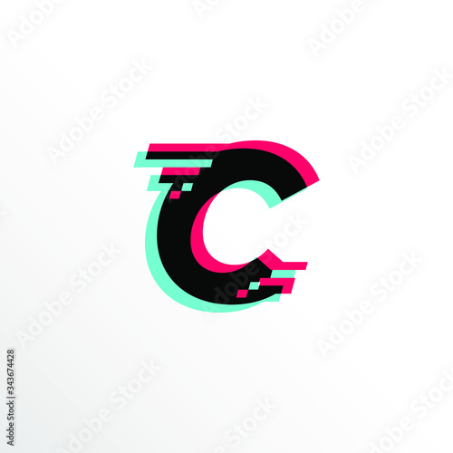 Initial Letter C with Glitch Effect