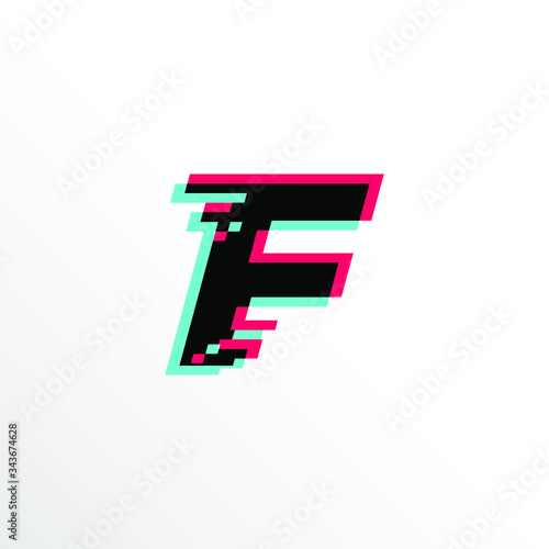 Initial Letter F with Glitch Effect