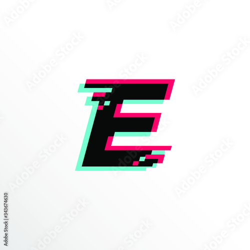 Initial Letter E with Glitch Effect