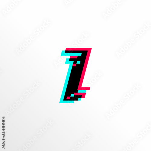 Initial Letter I with Glitch Effect