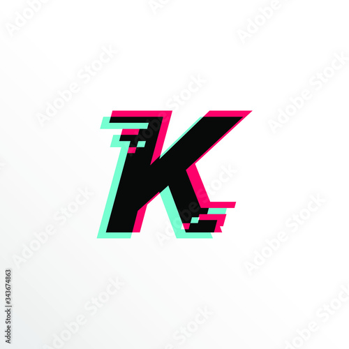 Initial Letter K with Glitch Effect