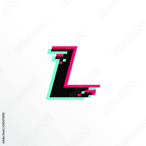 Initial Letter L with Glitch Effect