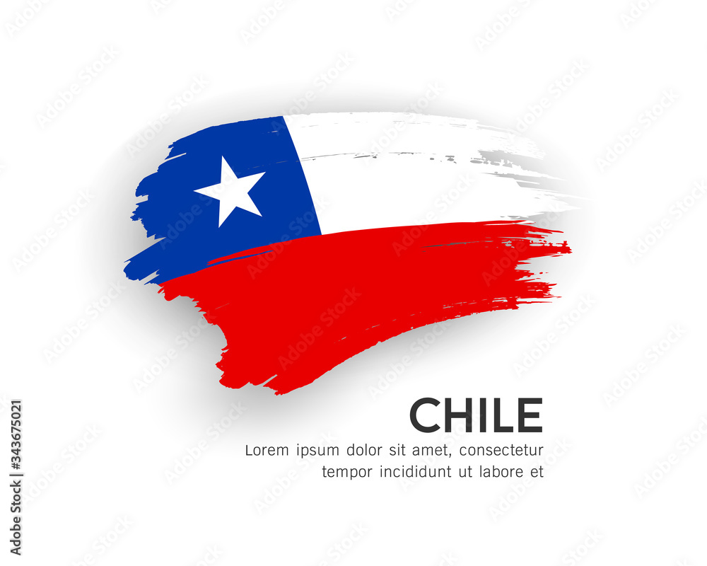 Fototapeta Flaga Chile wektor projekt obrysu pędzla na białym tle na białym tle, ilustracja