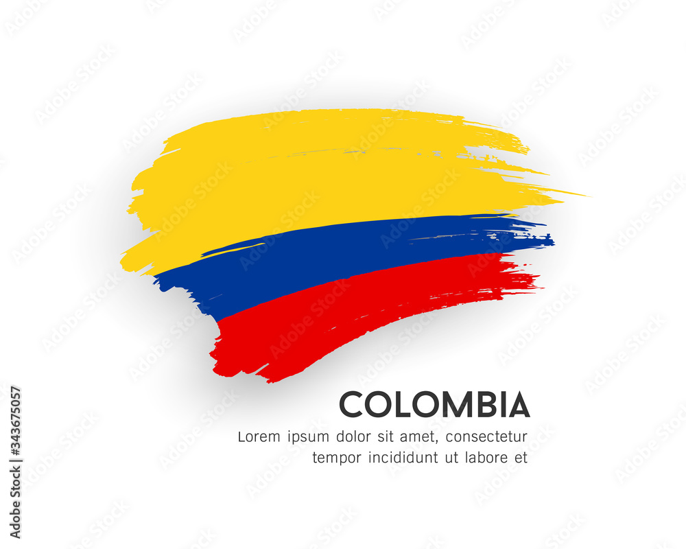Flag of Colombia vector brush stroke design isolated on white background, illustration Flag of Colombia vector brush stroke design isolated on white background, illustration