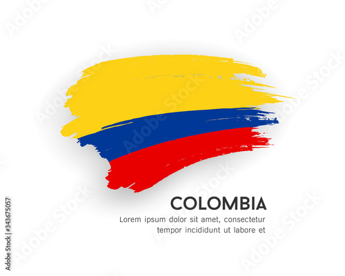 Flag of Colombia vector brush stroke design isolated on white background  illustration