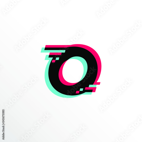Initial Letter O with Glitch Effect