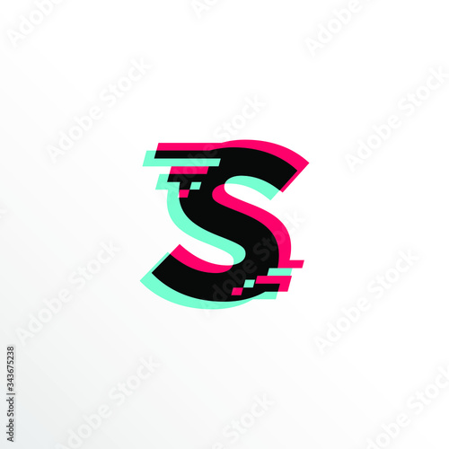 Initial Letter S with Glitch Effect