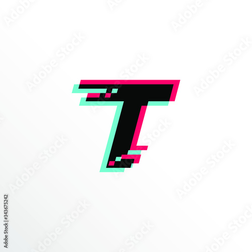 Initial Letter T with Glitch Effect