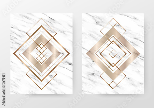 Marble business templates with gold rhombuses pattern.