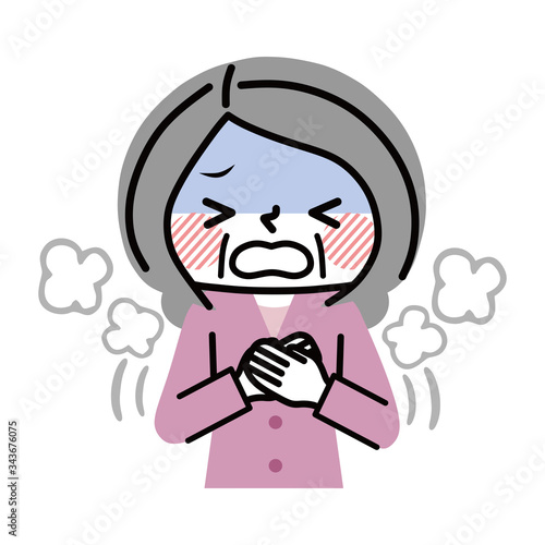 呼吸困難　シニア女性