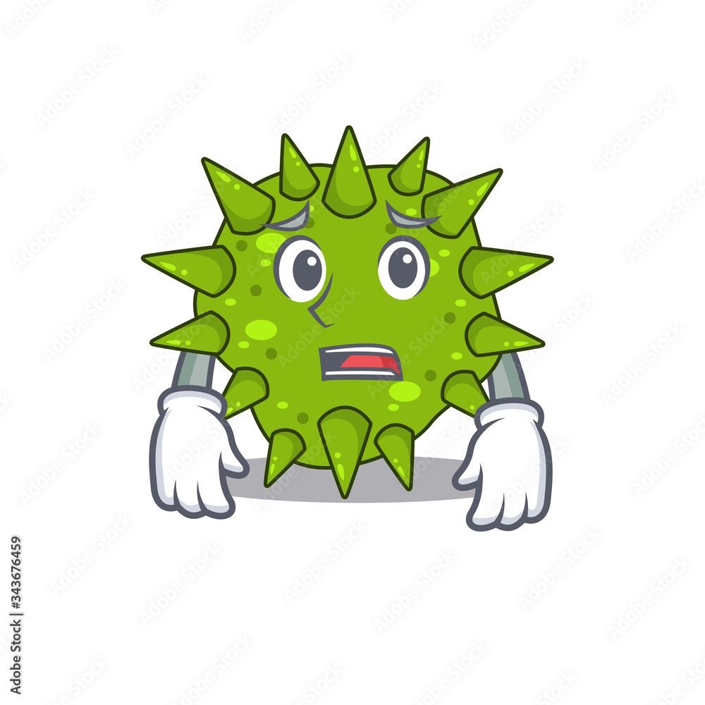 Cartoon design style of vibrio cholerae showing worried face Cartoon design style of vibrio cholerae showing worried face