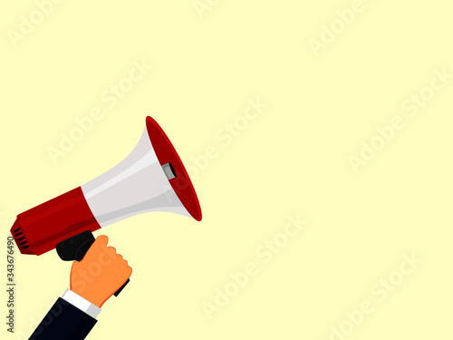 Digital marketing business man holding megaphone for website and promotion banners