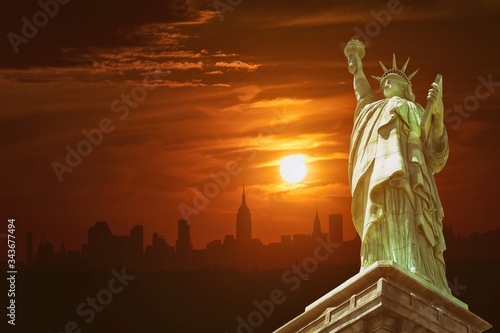 The Statue of Liberty View of Manhattan New York City from Empire State Building