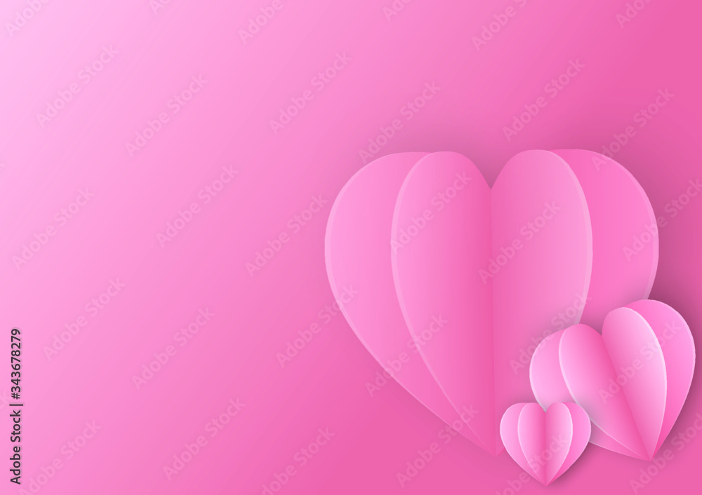 heart flying postcard vector designed by 3d shape on pink background. the vector represent love for valentine's day, mom, dad, birthday or greeting card design.