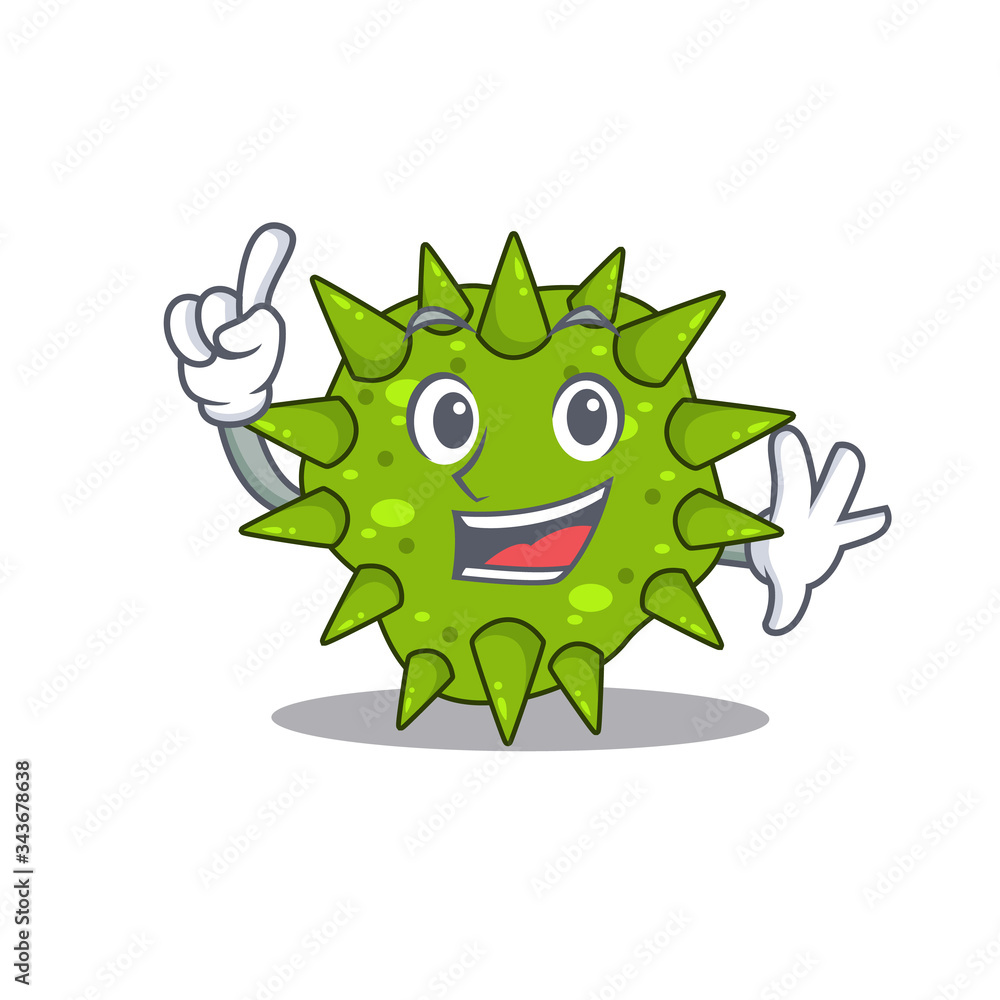 Vibrio cholerae mascot character design with one finger gesture Vibrio cholerae mascot character design with one finger gesture