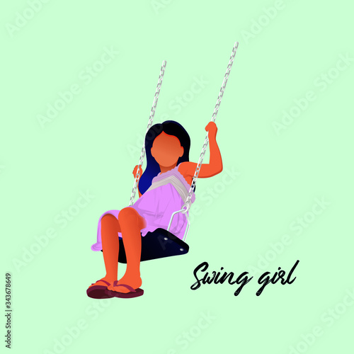 little girl on swing