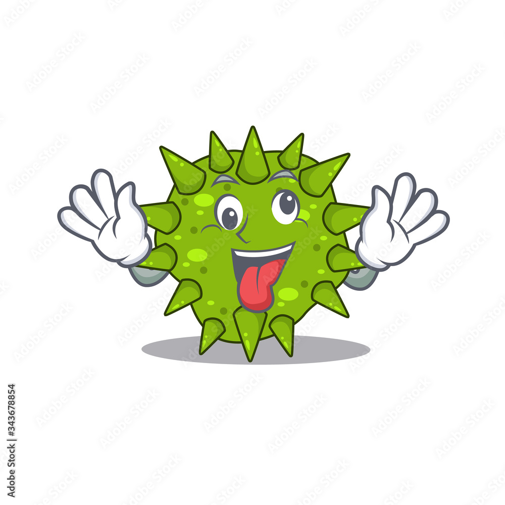 A cartoon design of vibrio cholerae having a crazy face A cartoon design of vibrio cholerae having a crazy face