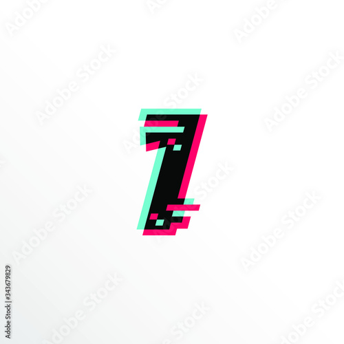 Initial Number 1 with Glitch Effect