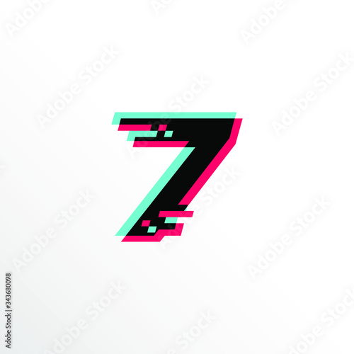 Free Download Initial Number 7 with Glitch Effect - GFXLoad