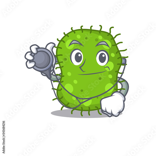 Escherichia in doctor cartoon character with tools