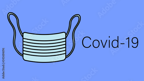 The mask is a medical disposable respirator for protection against the dangerous infectious respiratory epidemic of the pandemic of the coronavirus, Covid-19 microbe virus on a blue background