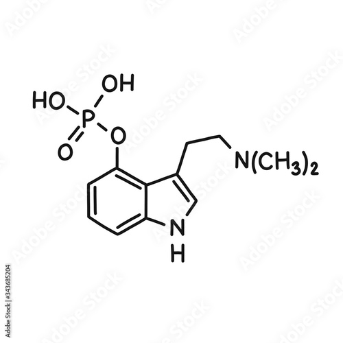 psilocybin chemical formula doodle icon, vector illustration