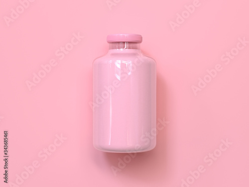 pink milk bottle 3d rendering