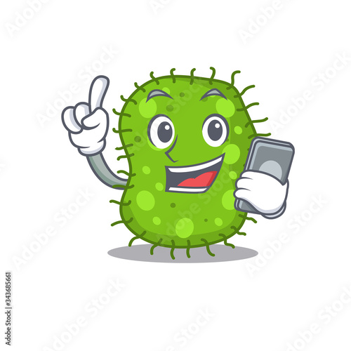escherichia cartoon in character speaking on phone