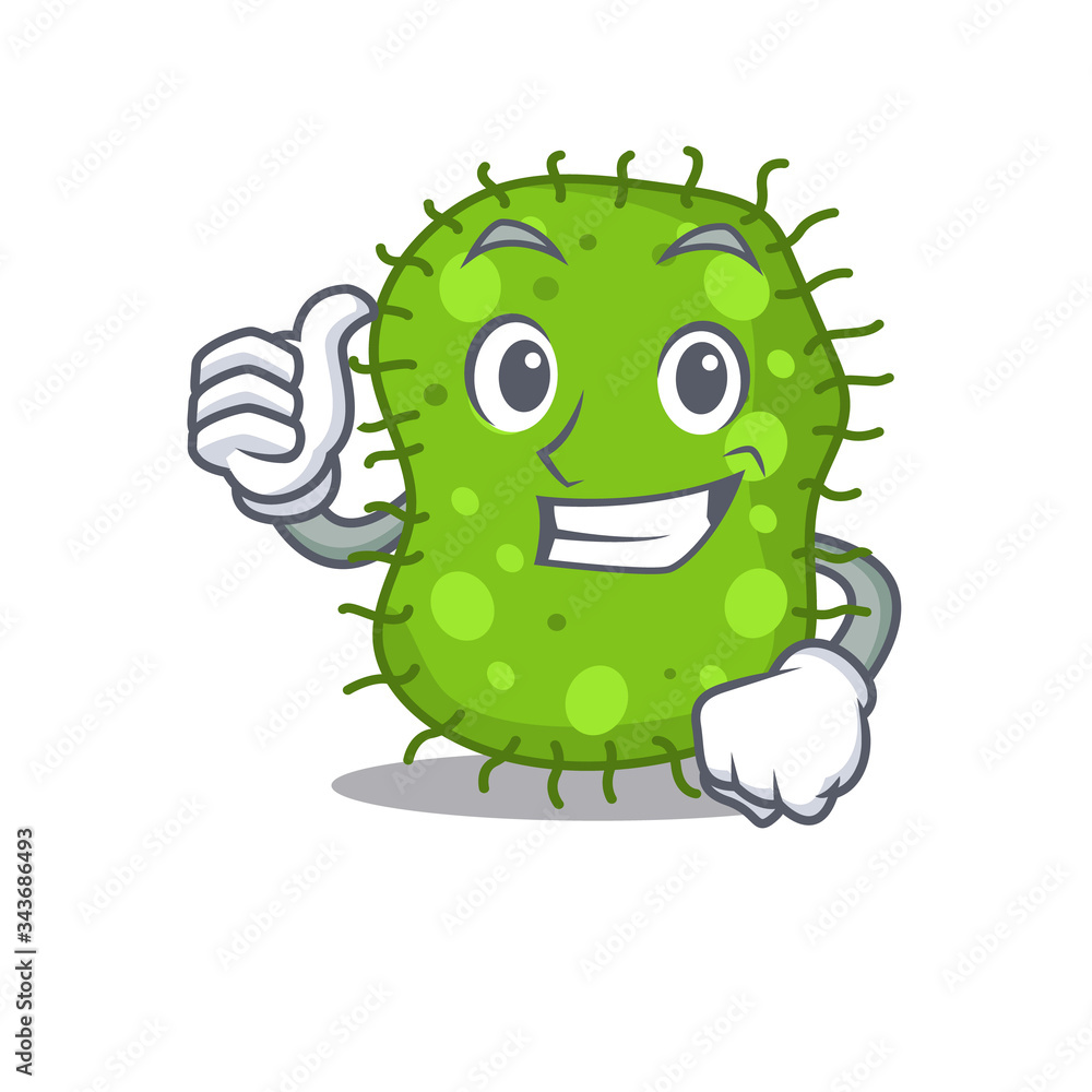 Escherichia cartoon character design making OK gesture Escherichia cartoon character design making OK gesture